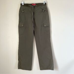 Y2K VTG Gloria Vanderbilt Cotton Olive Wide Leg Cargo Pants Waist SZ 12